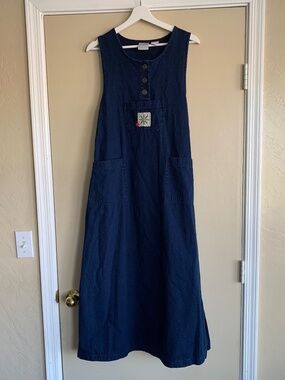 Christopher & Banks Blue Jean Jumper Maxi Dress Sz.S Dark Denim Cottagecore Y2K